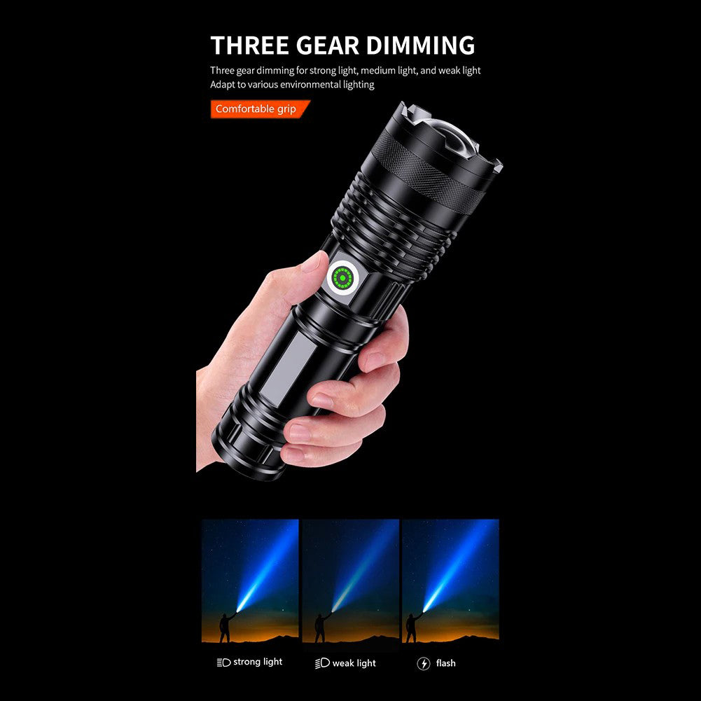 A55 Telescopic Zoom Flashlights USB-C Rechargeable LED Tactical Torch with White Laser Light