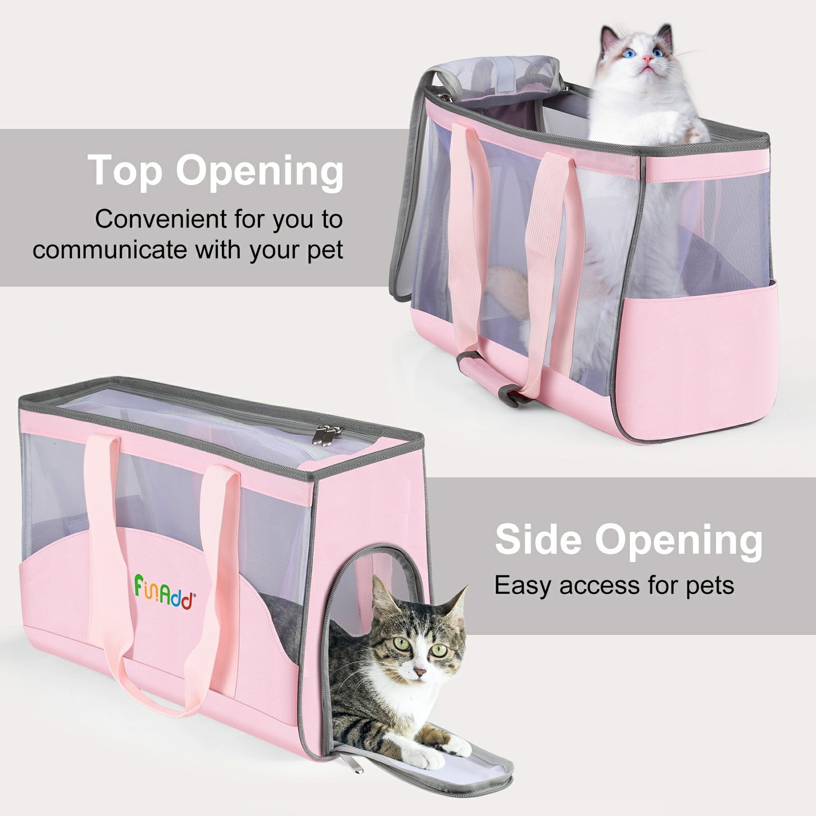 FUNADD FA1002 Nylon Cloth Pet Cat Carrier Bag Tote Handbag for Small Dog