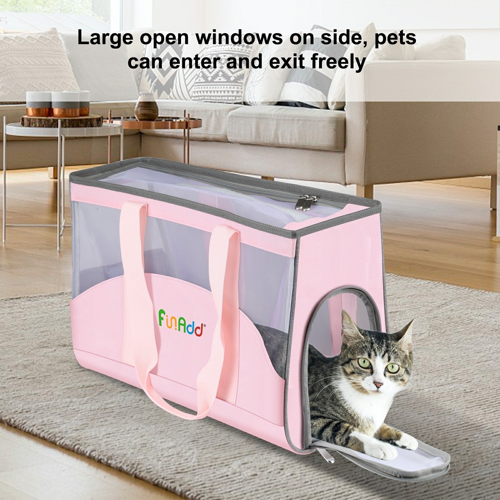 FUNADD FA1002 Nylon Cloth Pet Cat Carrier Bag Tote Handbag for Small Dog