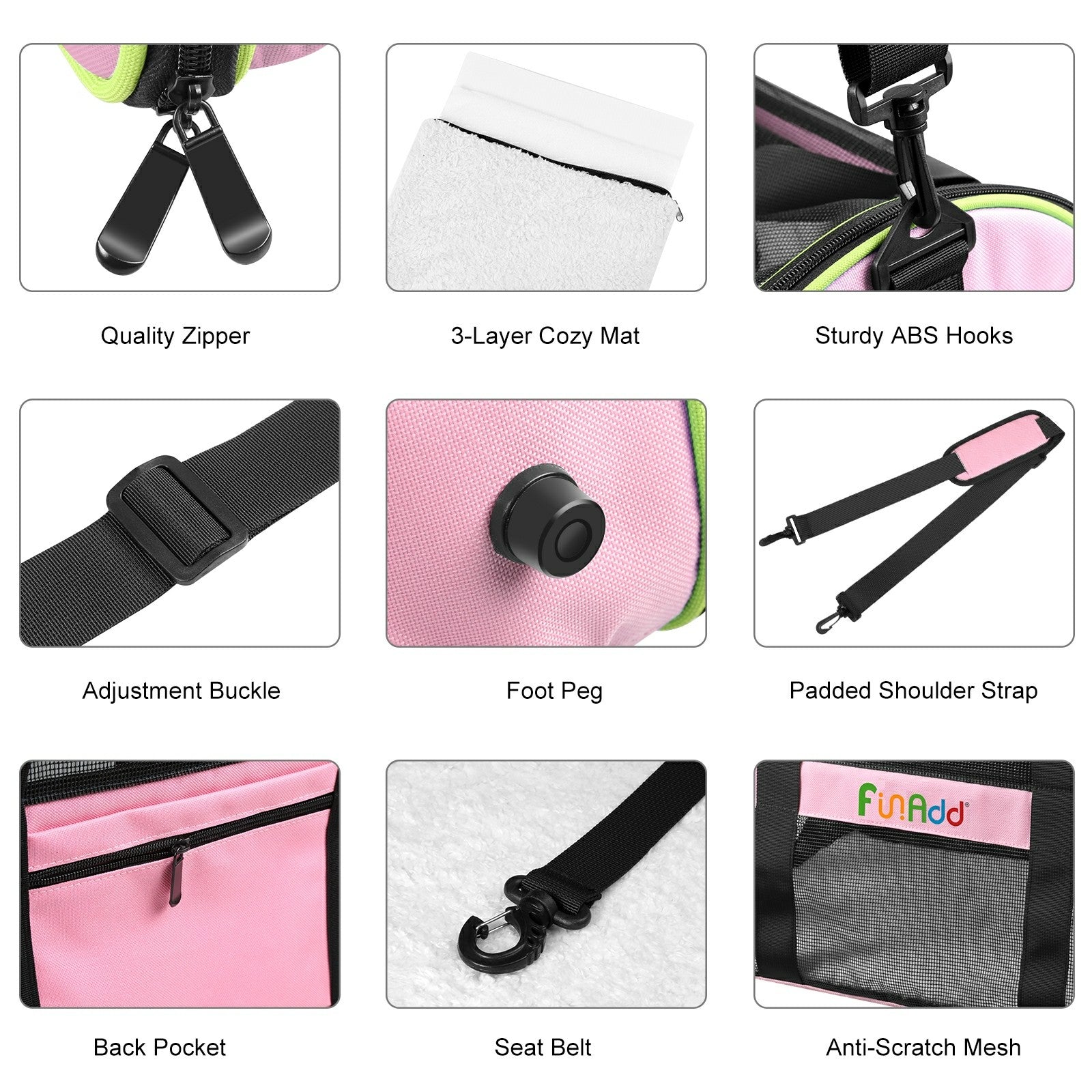 FUNADD FA1001 Breathable Pet Carrier Bag Outgoing Dog Cat Crossbody Tote Bag