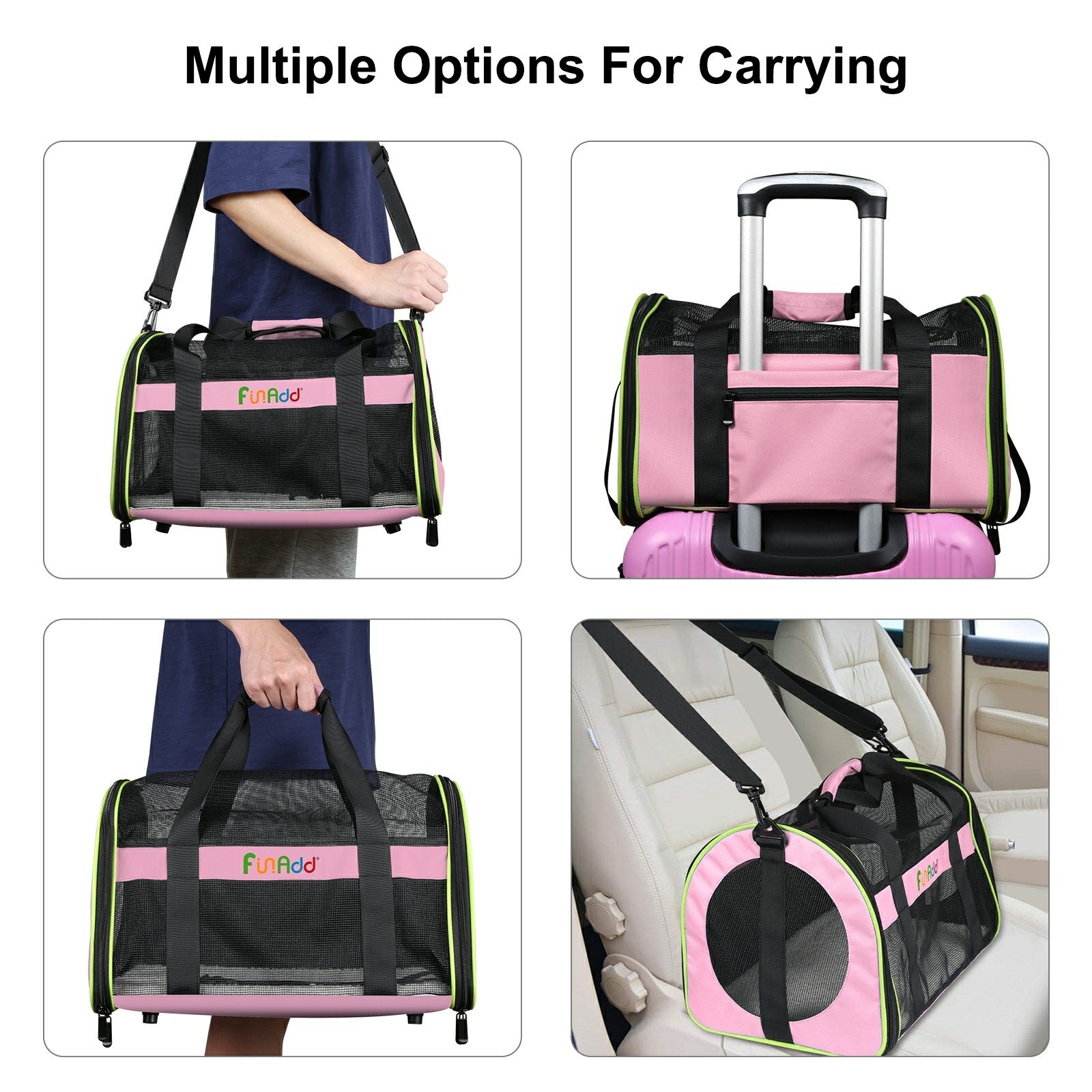 FUNADD FA1001 Breathable Pet Carrier Bag Outgoing Dog Cat Crossbody Tote Bag