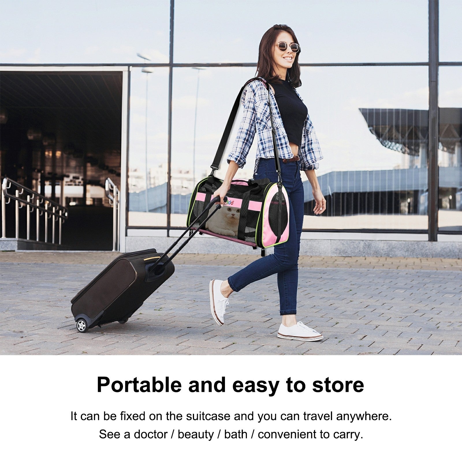 FUNADD FA1001 Breathable Pet Carrier Bag Outgoing Dog Cat Crossbody Tote Bag