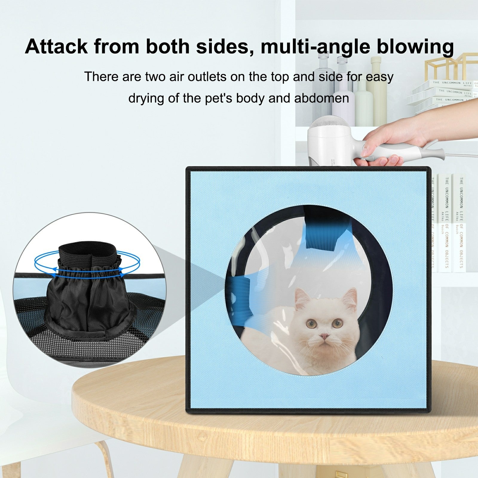 FUNADD FA2001 600D Nylon Pet Drying Box Dog Cat Hair Blowing Dry Box with Clear PVC Window