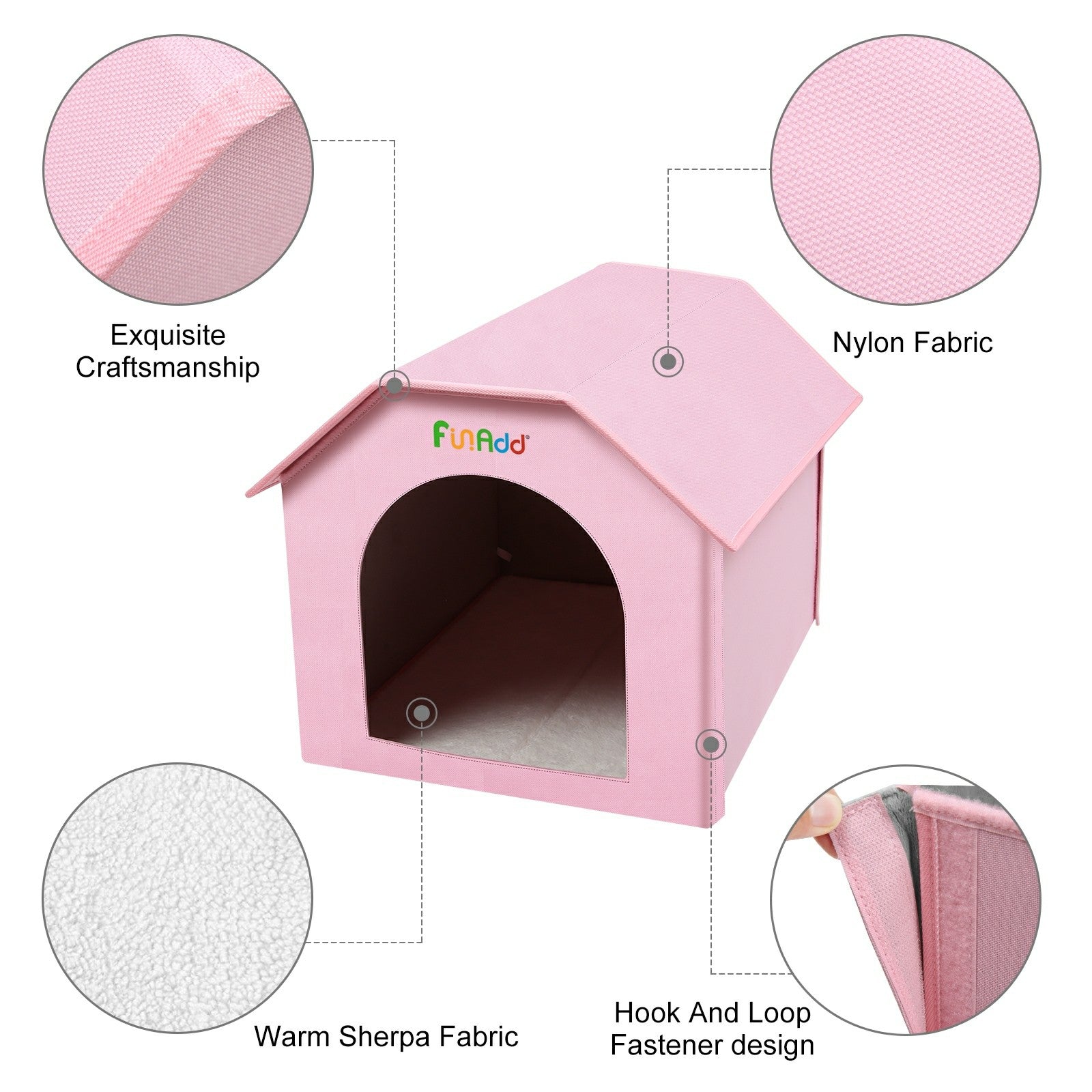 FUNADD FA2002 Collapsible Pet House with Double-sided Mat Waterproof Nylon Dog Cat Tent