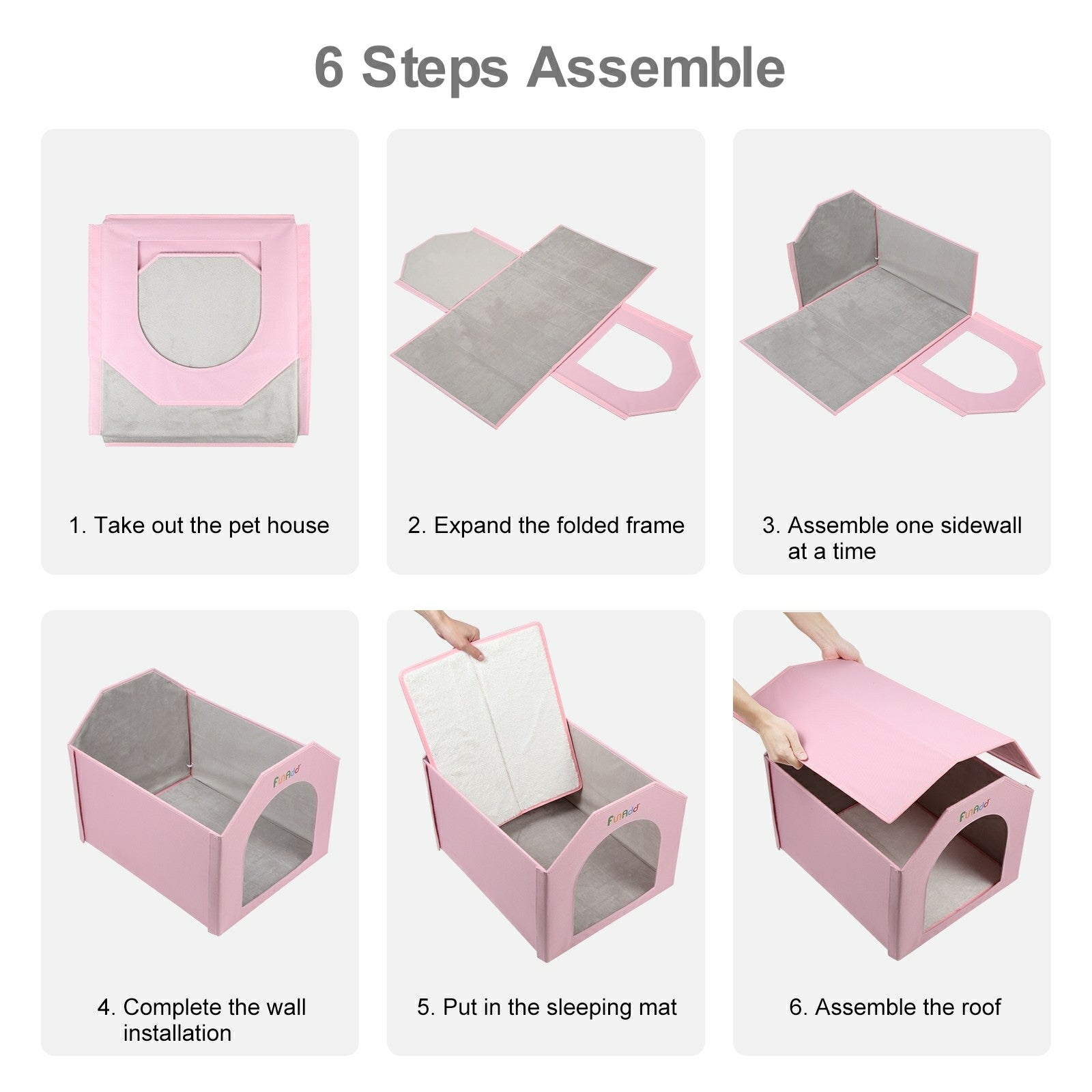FUNADD FA2002 Collapsible Pet House with Double-sided Mat Waterproof Nylon Dog Cat Tent