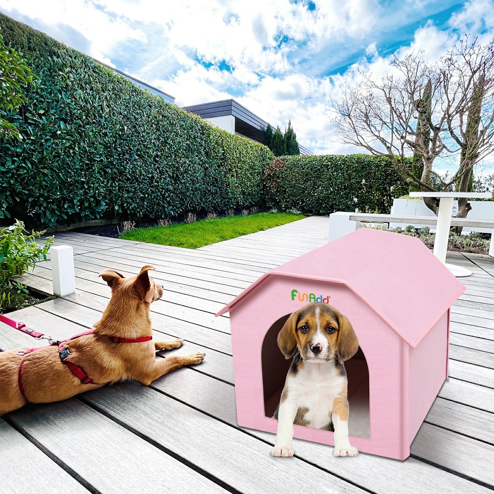FUNADD FA2002 Collapsible Pet House with Double-sided Mat Waterproof Nylon Dog Cat Tent