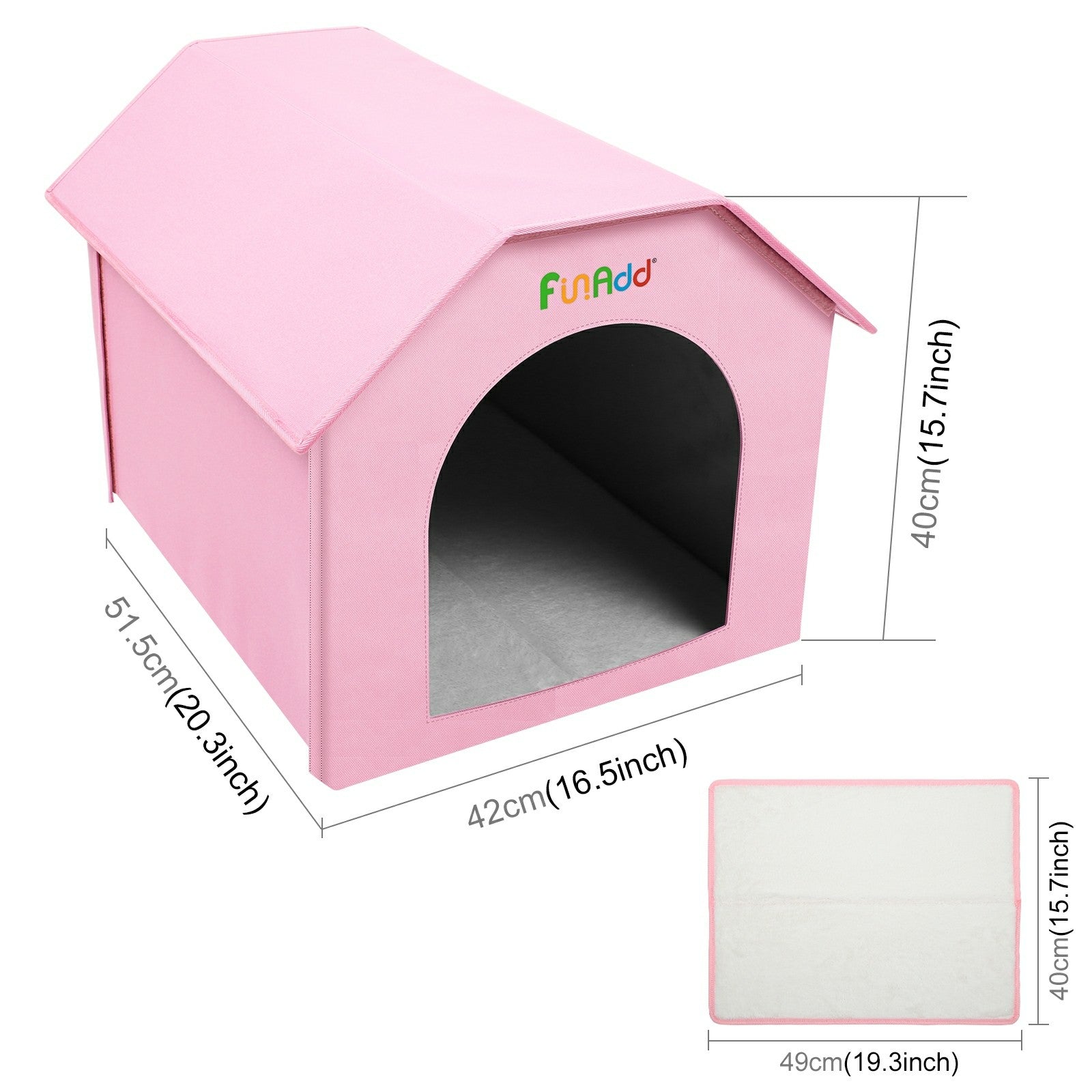 FUNADD FA2002 Collapsible Pet House with Double-sided Mat Waterproof Nylon Dog Cat Tent