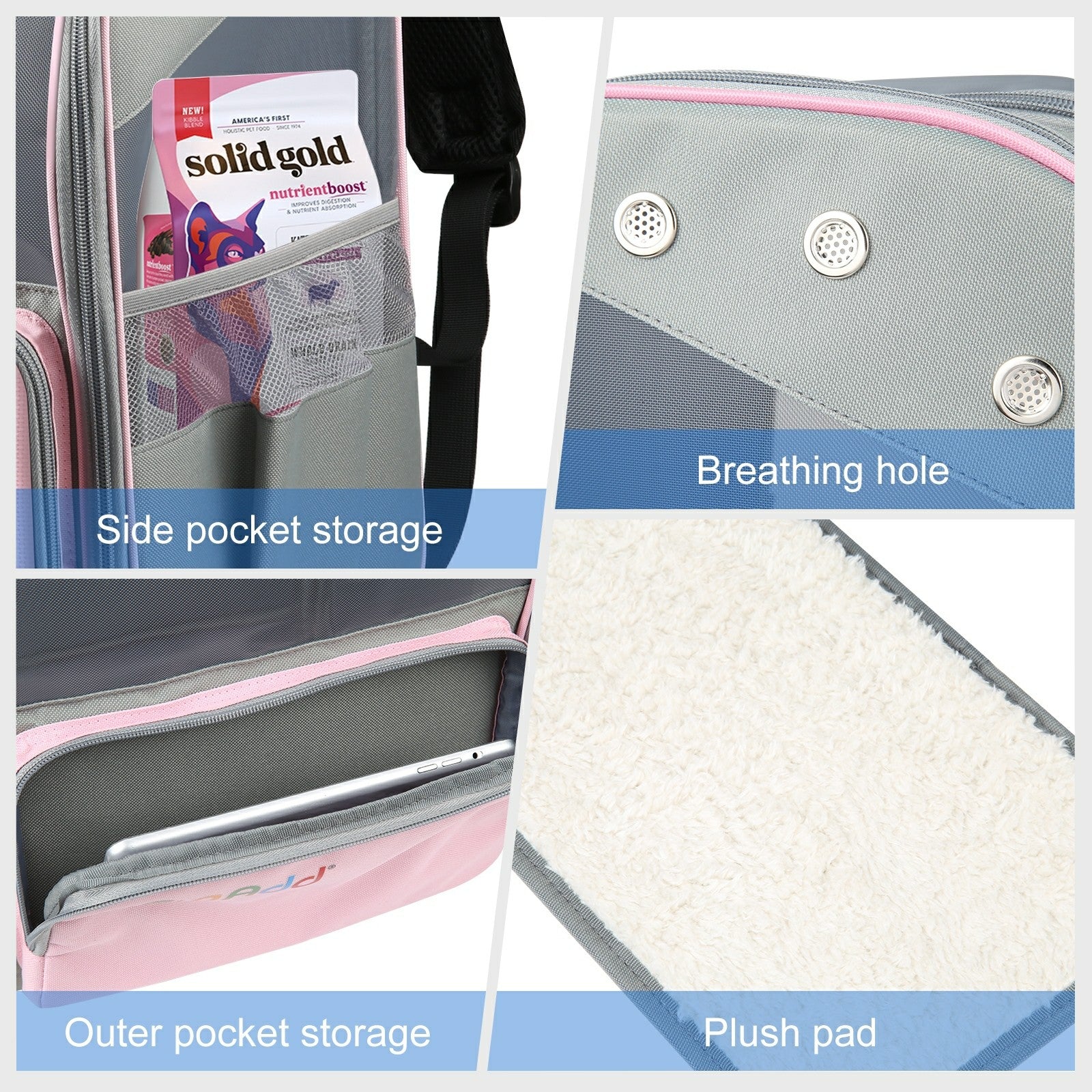 FUNADD FA1003 600D Nylon Breathable Pet Backpack Dog Cat Carrier Dual Shoulders Bag