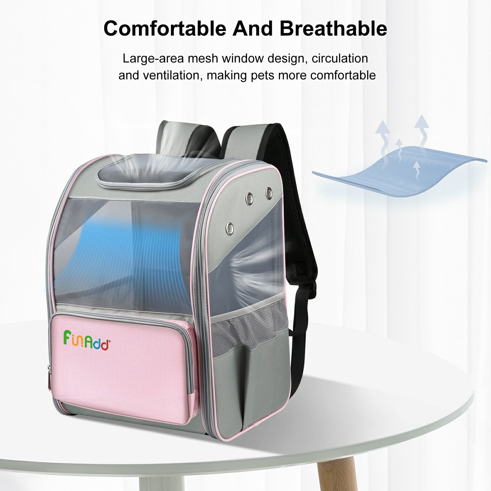 FUNADD FA1003 600D Nylon Breathable Pet Backpack Dog Cat Carrier Dual Shoulders Bag