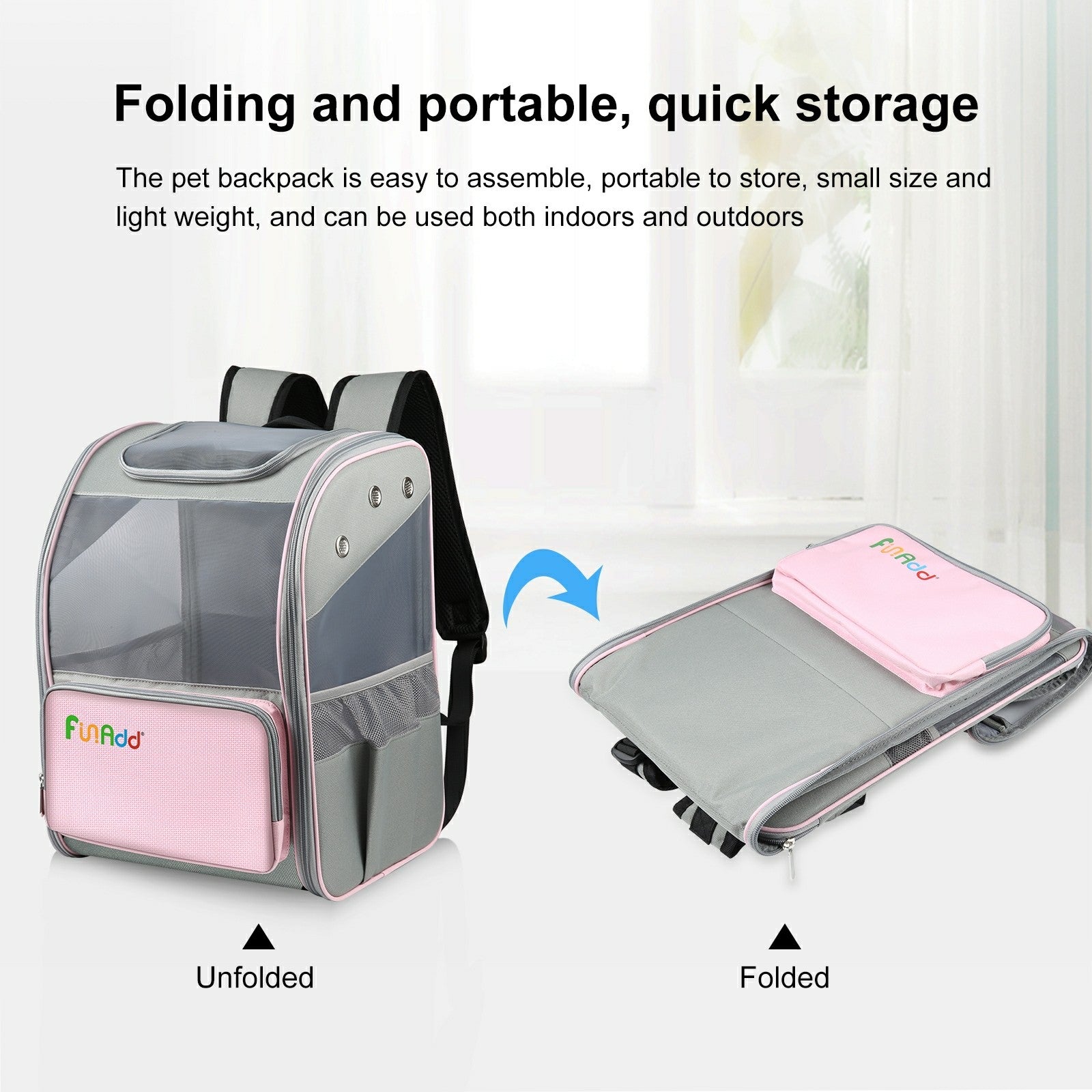FUNADD FA1003 600D Nylon Breathable Pet Backpack Dog Cat Carrier Dual Shoulders Bag