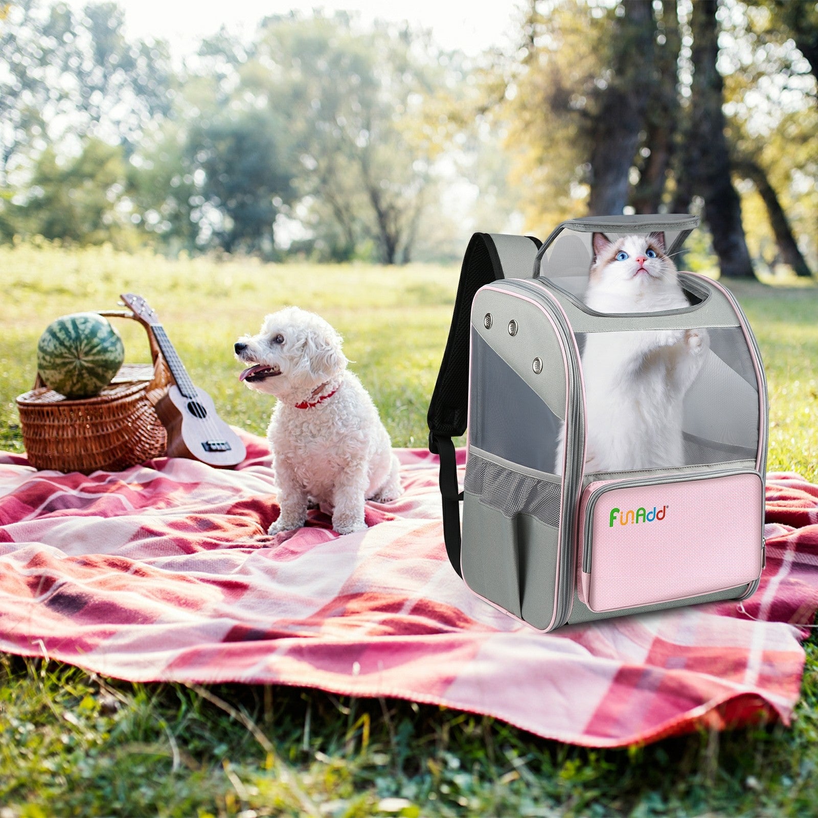 FUNADD FA1003 600D Nylon Breathable Pet Backpack Dog Cat Carrier Dual Shoulders Bag