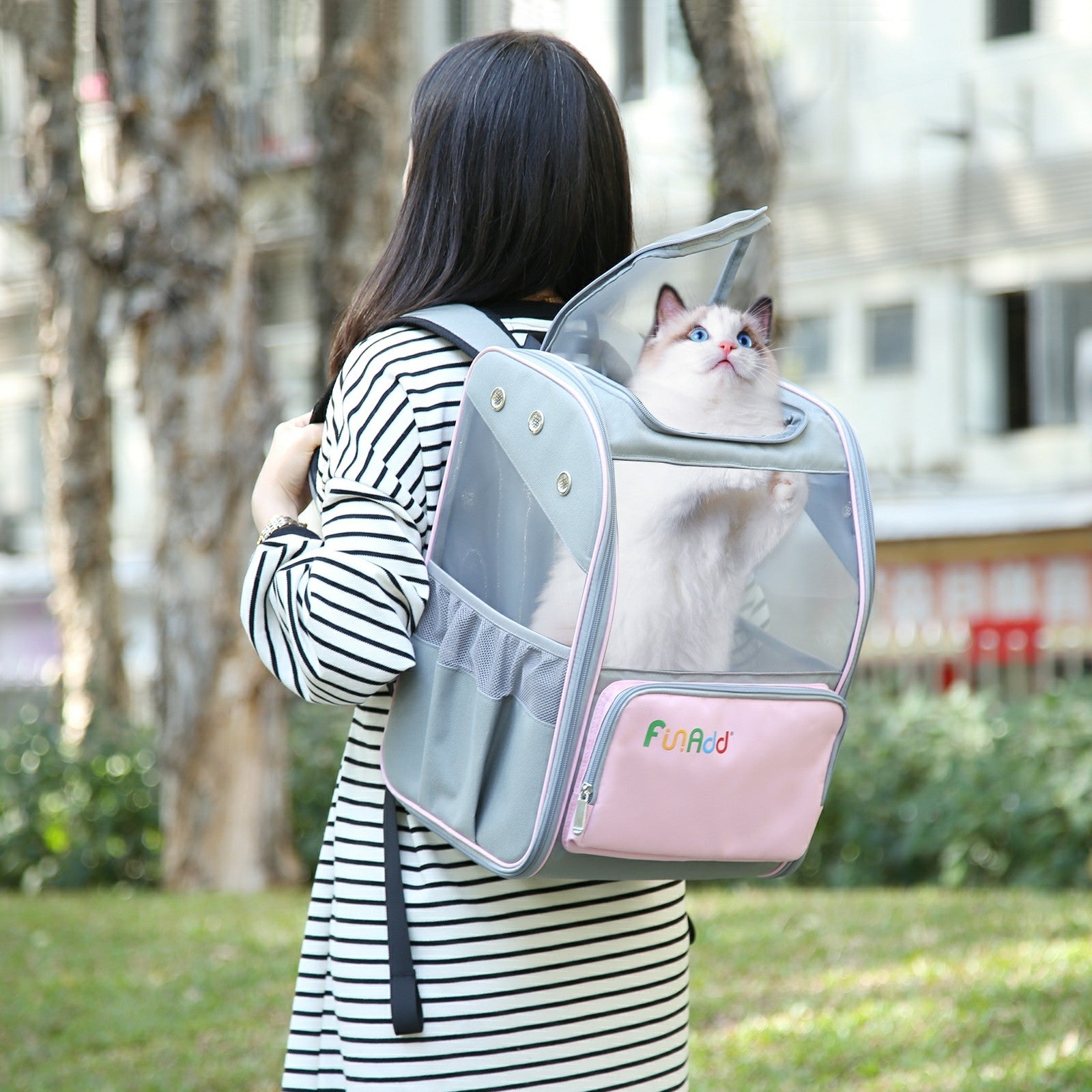 FUNADD FA1003 600D Nylon Breathable Pet Backpack Dog Cat Carrier Dual Shoulders Bag