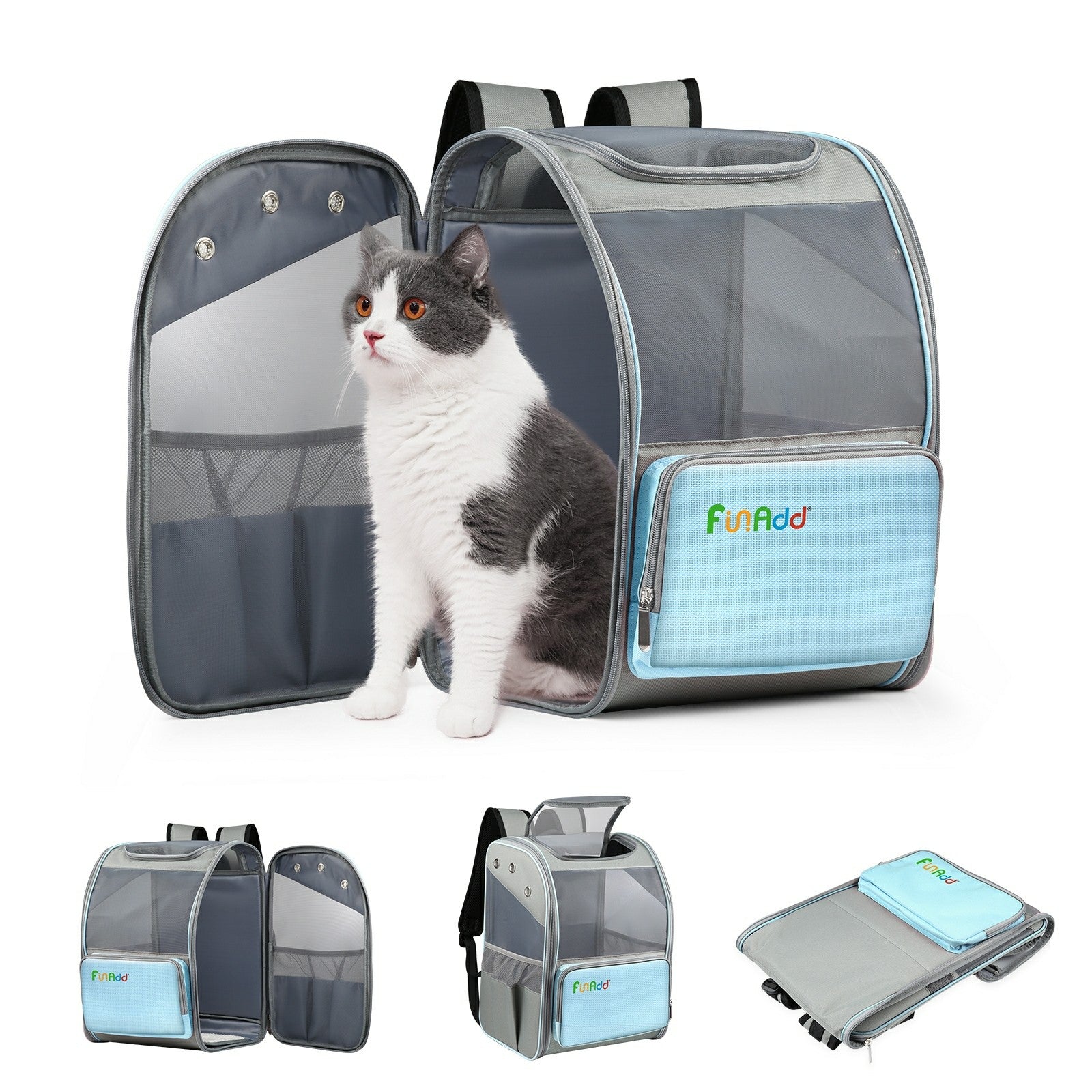 FUNADD FA1003 600D Nylon Breathable Pet Backpack Dog Cat Carrier Dual Shoulders Bag