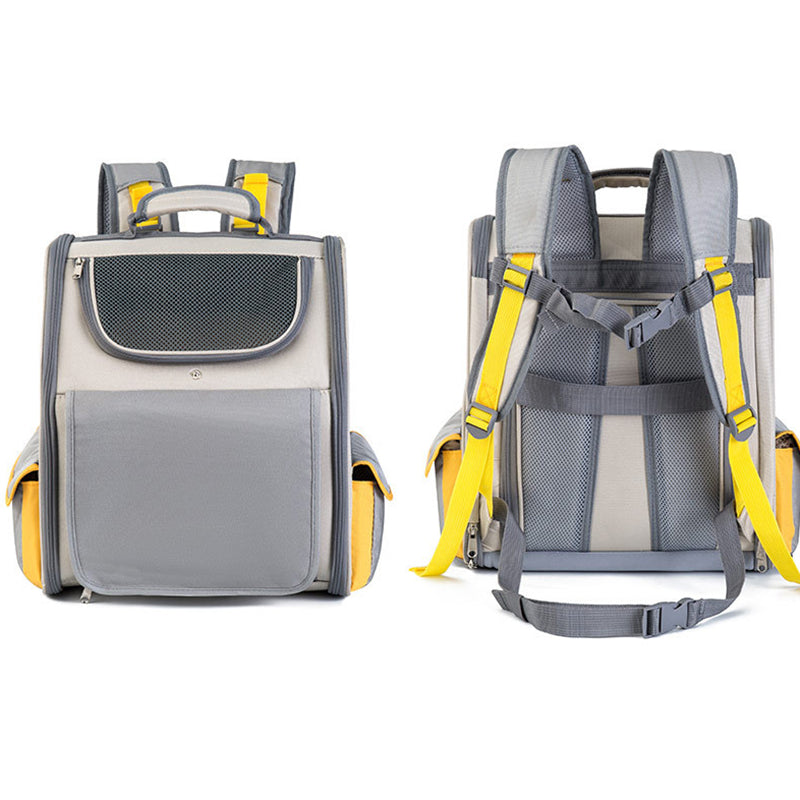 QS-084 Expandable Pet Carrier Backpack Oxford Cloth Small Dog Carrier Shoulders Bag Breathable Mesh Pet Handbag - Light Grey