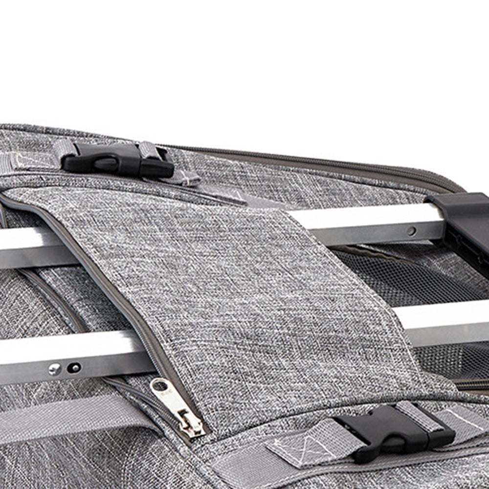 LDLC QS-008-L Pet Stroller Breathable Detachable Large Capacity Cat Dog Carrier 4-Wheels Luggage Rod Stroller, Size XL - Light Grey