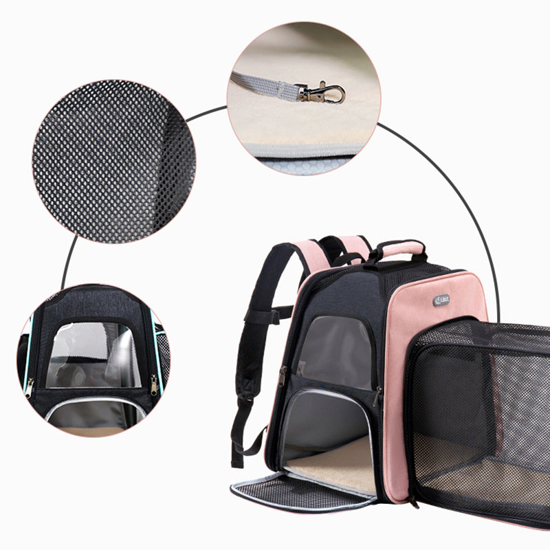 LDLC QS-052 Portable Travel Breathable Pet Carrier Backpack Expandable Folding Dog Cat Carrying Trolley Bag - Sky Blue