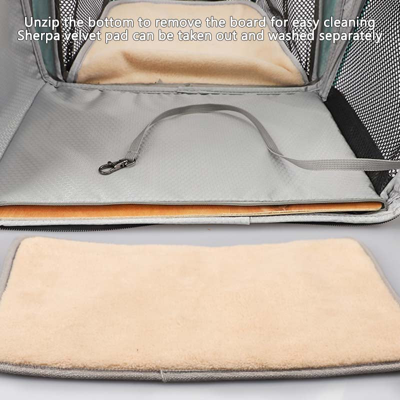 LDLC QS-052 Portable Travel Breathable Pet Carrier Backpack Expandable Folding Dog Cat Carrying Trolley Bag - Sky Blue