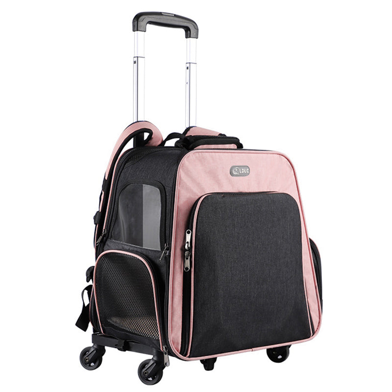 LDLC QS-052 Portable Travel Breathable Pet Carrier Backpack Expandable Folding Dog Cat Carrying Trolley Bag - Sky Blue
