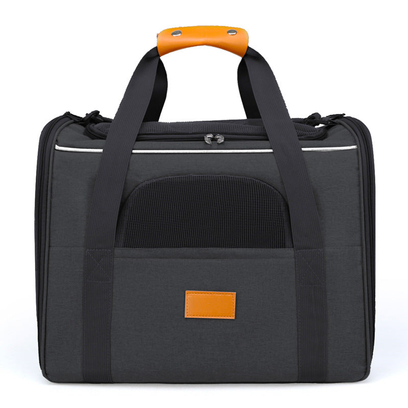 Breathable Oxford Cloth Pet Kitten Carrier Tote Bag Foldable Cat Carrying Bag with Shoulder Strap - Black
