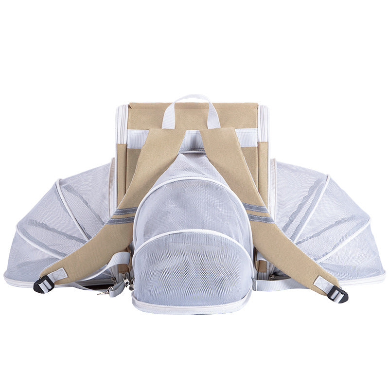DODOPET BC Series Pet Carrier Backpack Oxford Cloth Breathable Mesh Pet Travel Bag for Small Dogs Cats - Expandable Style / Khaki