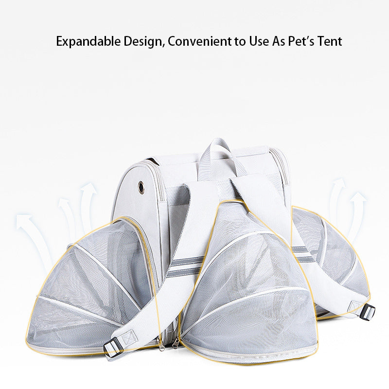 DODOPET BC Series Pet Carrier Backpack Oxford Cloth Breathable Mesh Pet Travel Bag for Small Dogs Cats - Expandable Style / Khaki