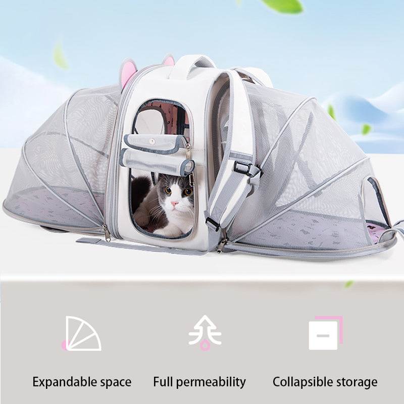 BAOSIMAO BD Series Cat Backpack Carrier Dual Sides Expandable Breathable Pet Backpack - Beige