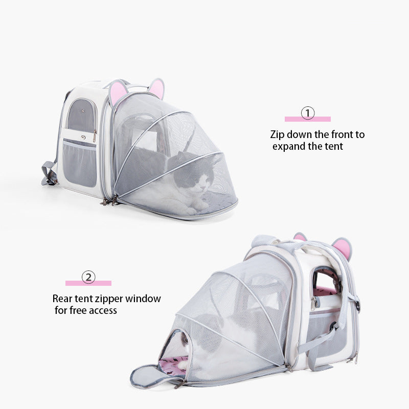 BAOSIMAO BD Series Cat Backpack Carrier Dual Sides Expandable Breathable Pet Backpack - Beige