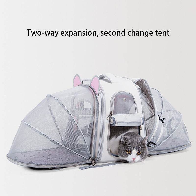 BAOSIMAO BD Series Cat Backpack Carrier Dual Sides Expandable Breathable Pet Backpack - Beige