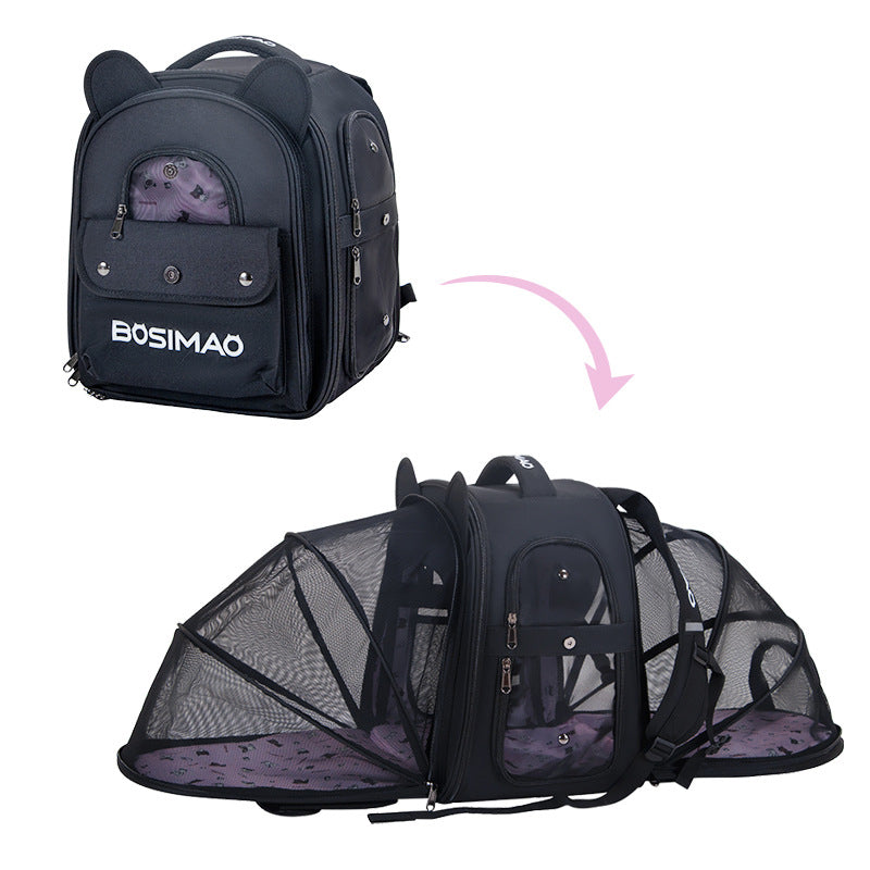 BAOSIMAO BD Series Cat Backpack Carrier Dual Sides Expandable Breathable Pet Backpack - Beige