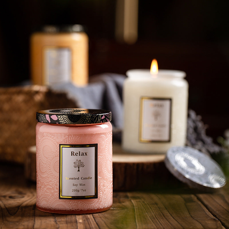 XY-_MG_2451 Scented Candle 40H Long Lasting Soy Wax Glass Jar Candle Aromatherapy Gift