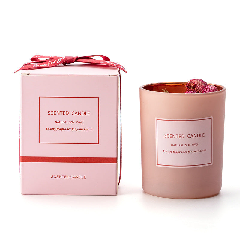 XY202104202 Dried Flower Scented Candle Aromatherapy Soy Wax Home Candles Pink Atmosphere
