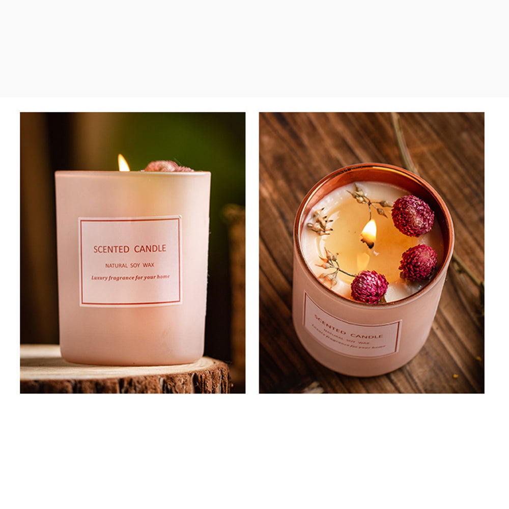 XY202104202 Dried Flower Scented Candle Aromatherapy Soy Wax Home Candles Pink Atmosphere