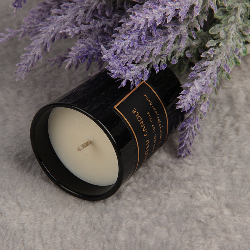 XY024 3Pcs Scented Candles Gift Set Soy Wax Aromatherapy Glass Candle Black Jar Candles - Freesia+Sage / Sea Salt+Wild Bluebell