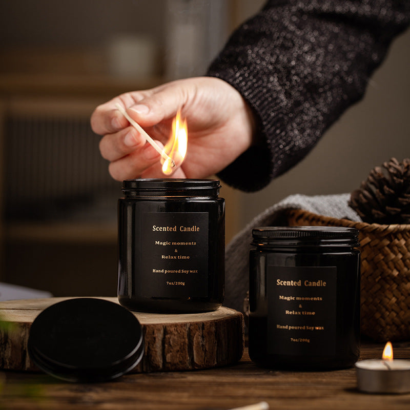 XY-8923 Scented Candles Black Jar Aromatherapy Candles Home Fragrance Decor Gift