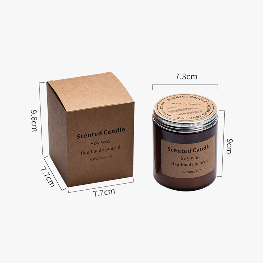 XY-8924 Scented Candle Soy Wax Brown Jar Candles with Lid Up to 40 Hours Burning Time