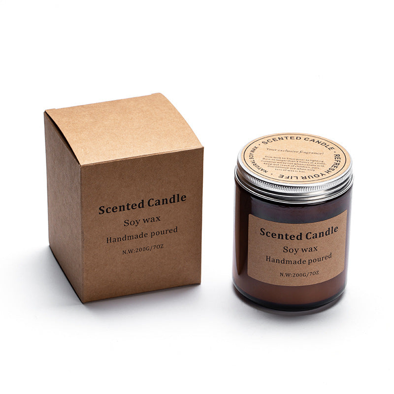 XY-8924 Scented Candle Soy Wax Brown Jar Candles with Lid Up to 40 Hours Burning Time