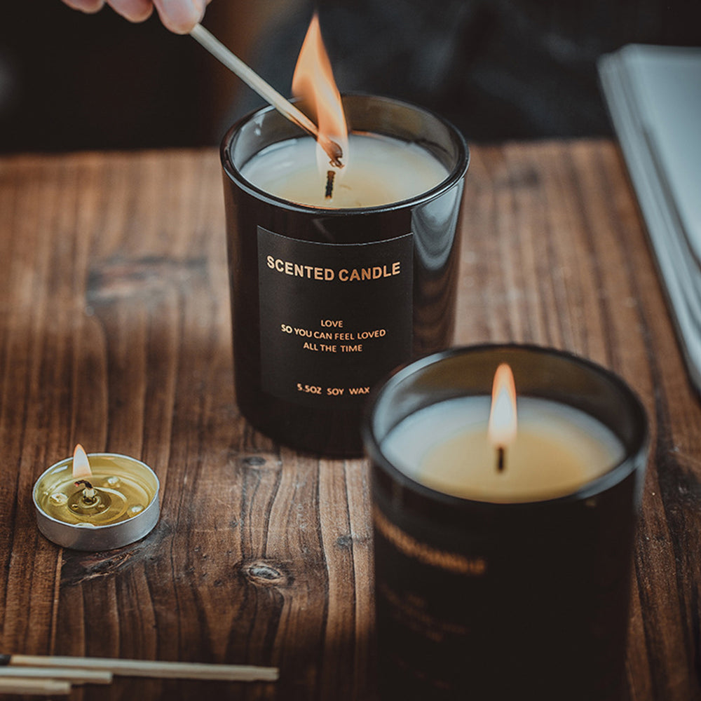 XY-20200902 Scented Candles Black Jar Soy Wax Candles Gift Relaxing Stress