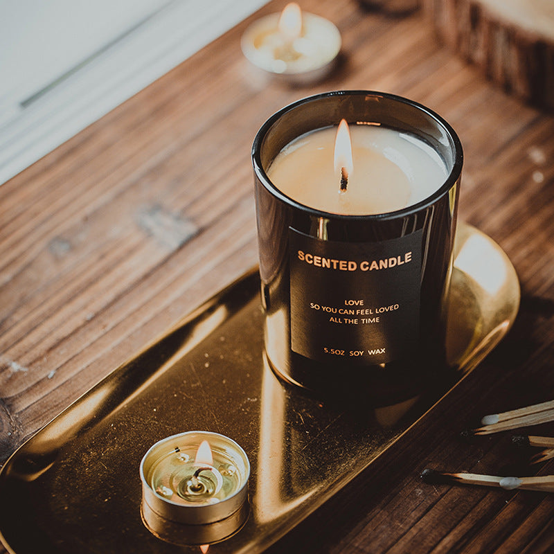 XY-20200902 Scented Candles Black Jar Soy Wax Candles Gift Relaxing Stress