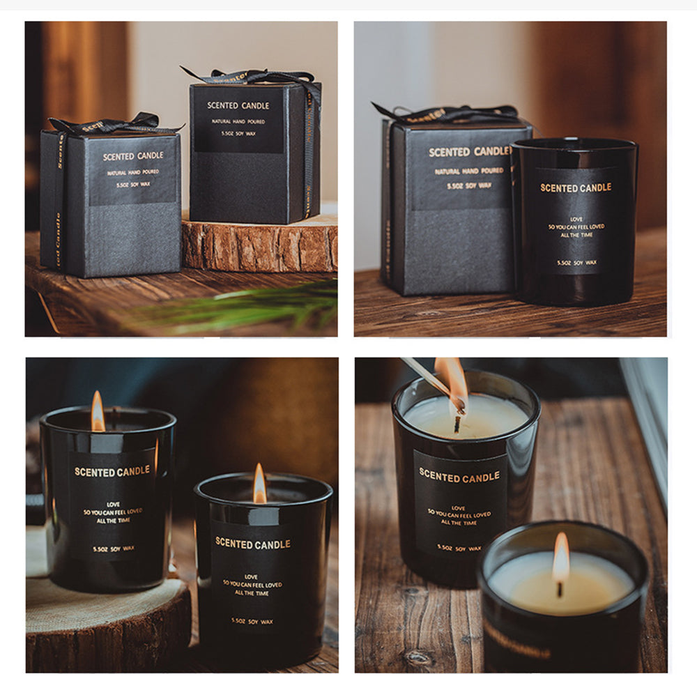 XY-20200902 Scented Candles Black Jar Soy Wax Candles Gift Relaxing Stress