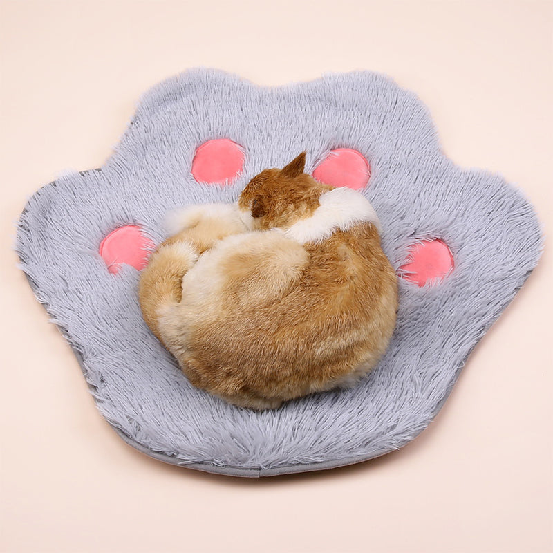 TG-PB0102 Cute Paw Shape Plush Pet Pad Soft Warm Dog Cat Rest Sleeping Pad Floor Mat - Grey