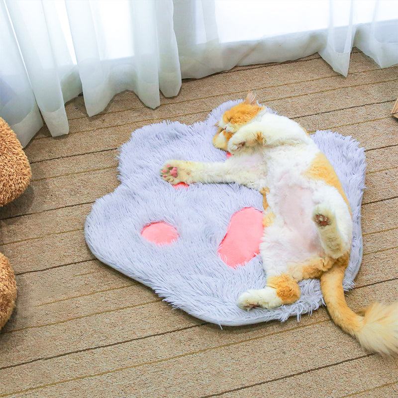 TG-PB0102 Cute Paw Shape Plush Pet Pad Soft Warm Dog Cat Rest Sleeping Pad Floor Mat - Grey