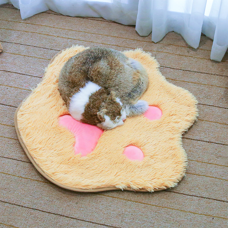 TG-PB0102 Cute Paw Shape Plush Pet Pad Soft Warm Dog Cat Rest Sleeping Pad Floor Mat - Grey
