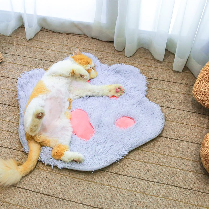 TG-PB0102 Cute Paw Shape Plush Pet Pad Soft Warm Dog Cat Rest Sleeping Pad Floor Mat - Grey