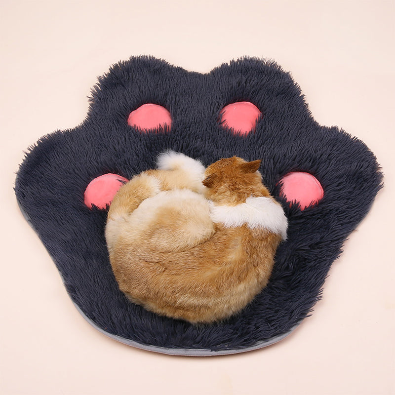 TG-PB0102 Cute Paw Shape Plush Pet Pad Soft Warm Dog Cat Rest Sleeping Pad Floor Mat - Grey