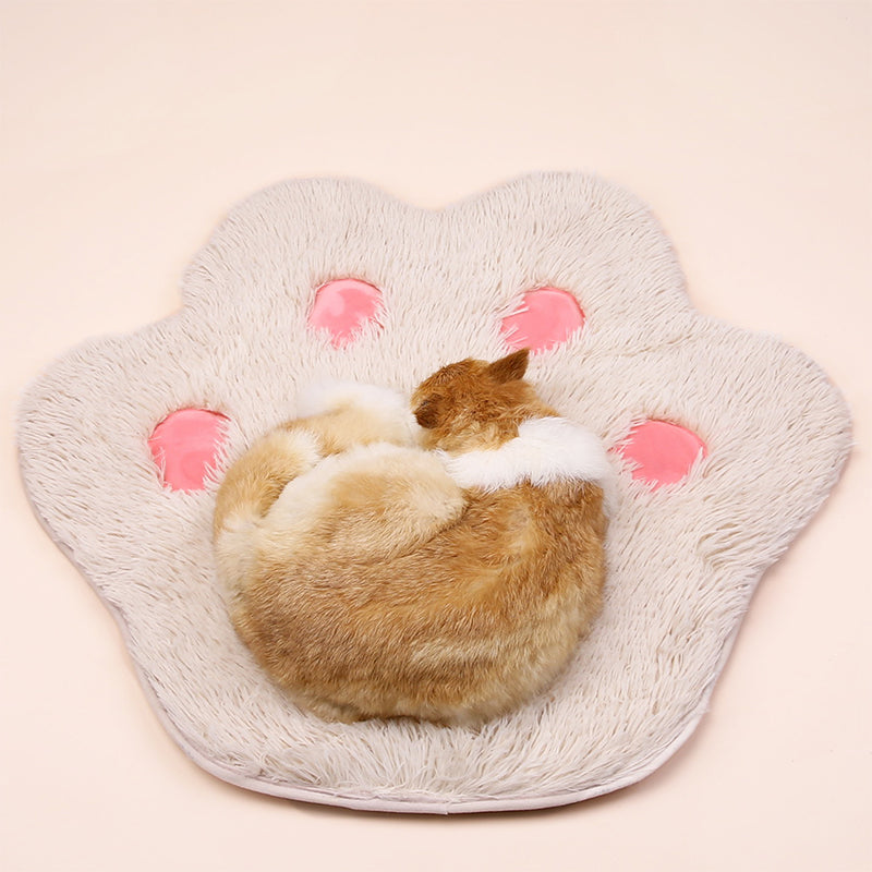 TG-PB0102 Cute Paw Shape Plush Pet Pad Soft Warm Dog Cat Rest Sleeping Pad Floor Mat - Grey