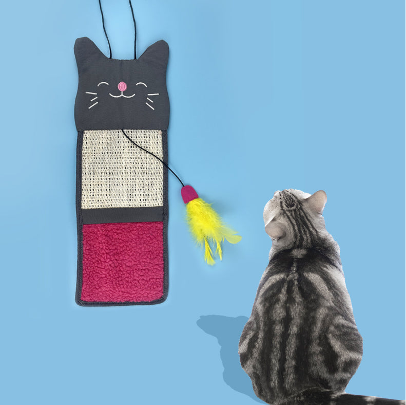 TG-CTOY064 Hanging Sisal Cat Scratch Board Pet Cat Scratching Playing Toy with Feather