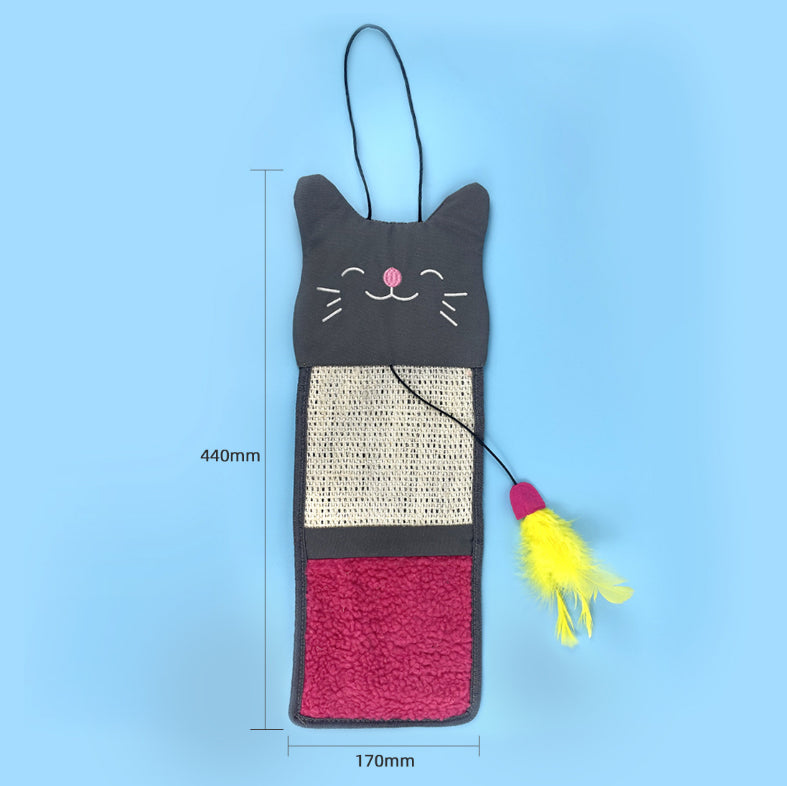 TG-CTOY064 Hanging Sisal Cat Scratch Board Pet Cat Scratching Playing Toy with Feather