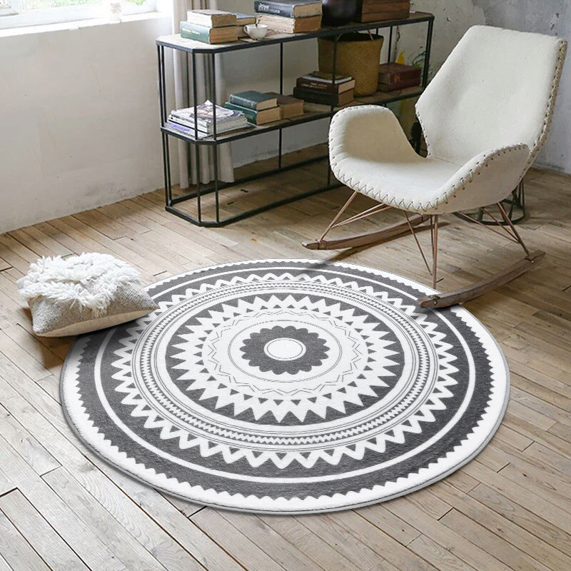 60x60cm Round Bathroom Rug Non-slip Soft Area Mat for Bath Bedroom Playroom