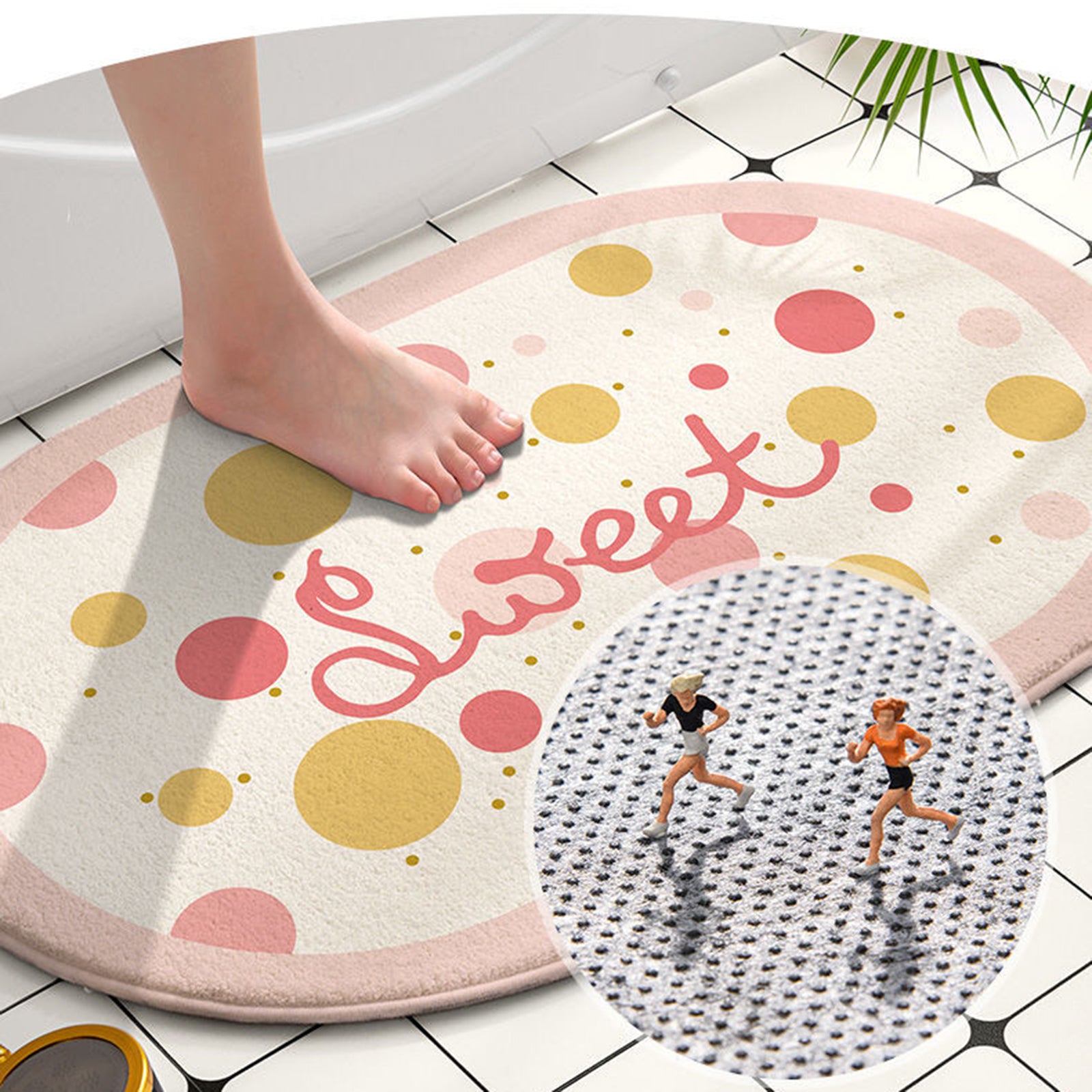 Bathroom Rug 40x60cm Water Absorbent Mat Anti-Slip Bottom