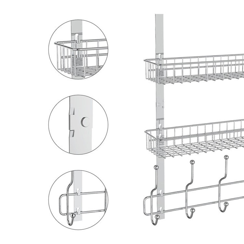 001-ZJGG-002 Over The Door Hanging Basket with 5 Hooks for Bathroom Living Room